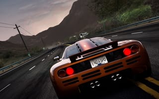 Обои Need for Speed: Hot Pursuit, дорога, горы, лэп, машина