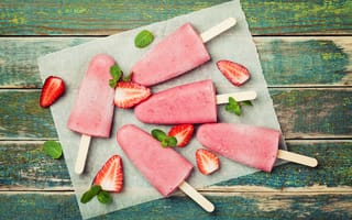 Картинка клубника, мороженое, ice cream, strawberry, десерт, sweets