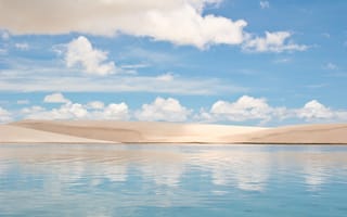 Картинка Dunes, вода, дюны, облака, Brasil, Бразилия, Lake, Sands