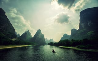 Картинка горы, река, скалы, Вьетнам