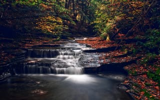 Картинка осень, каскад, река, ручей, лес