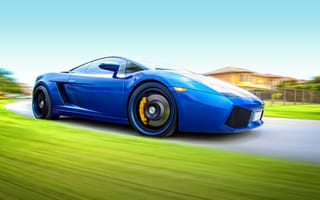 Картинка дорога, Gallardo, небо, скорость, Lamborghini