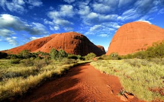 Картинка ущелье Валпа, лазурное, Австралия, Australia, растительность, Walpa Gorge, облака, небо, песок, дорога