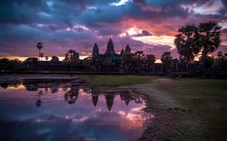 Картинка sunrise, Cambodia, Angkor Wat, landscape