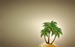 Картинка пальма, минимализм, светлый фон, дерево, кокос, остров