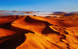 Картинка небо, пустыня, дюны, туман