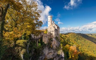 Картинка замок, Германия, Schloss, Lichtenstein, горы