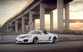 Картинка порше, white, белый, Boxster, Spyder, мост, Porsche