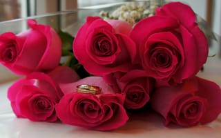 Картинка свадьба, розы, букет, цветы, кольца