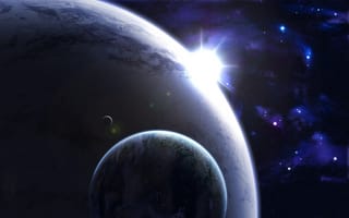 Картинка planets, Sci FI, small, big, light, Star