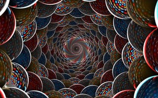 Картинка спираль, 3D, объем, цвет, глубина, колодец, свет, шары
