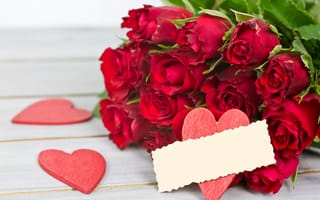 Картинка flower, букет, любовь, розы, bouquet, heart, цветок, ribbon, love, holiday, праздник, сердце, ленты, roses