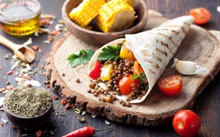 Картинка кукуруза, овощи, food, лепешка, помидоры, Mexican, специи, tortilla