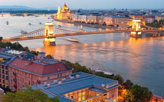 Картинка мосты дома здания, , боке, город, travel, вечер огни, my planet, лето, Венгрия, размытость, река Дунай, Budapest, Hungary, красивый вид, панорамный вид, Будапешт