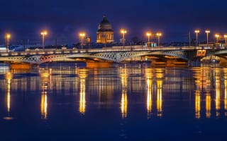 Обои санкт-петербург, река, питер, огни, St. Petersburg, Russia, мост, нева, ночь, фонари