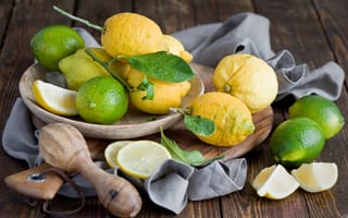 Картинка лимоны, фрукты, лайм, тарелка, цитрусы, Anna Verdina