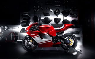 Картинка Ducati, red, спортивный мотоцикл, RR, Desmosedici, спортбайк, profile