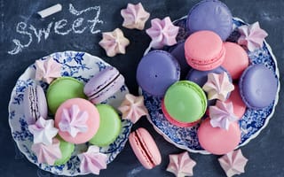 Картинка печенье, десерт, макарун, сладости, безе, Anna Verdina, разноцветное, меренги