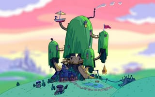 Картинка Adventure time, финн, finn, домик на дереве, jake, art, время приключений, джейк, арт