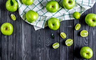 Картинка зеленый, яблоки, фрукты, витамины, лайм