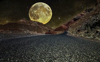 Картинка огромная, дорога, луна, morocco