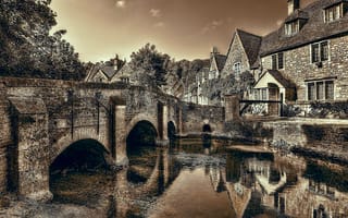 Картинка река, англия, Castle Combe, Wiltshire, мост