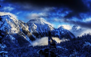 Картинка зима, снег, HDR, США, природа, горы