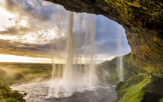Картинка Исландия, seljalandsfoss, Селйяландсфосс, водопад