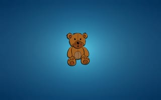 Картинка bear, синий фон, минимализм, медведь, сидит, игрушка