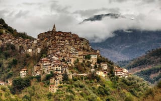 Картинка горы, Liguria, дома, Италия, Italy, Apricale, Априкале, Лигурия
