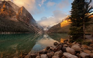 Картинка Канада, национальный парк, Луиз, утро, ледниковое, Банф, восход, озеро