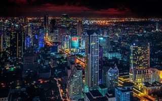Картинка Бангкок, Таиланд, облака, ночь, город