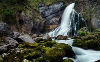 Обои водопад, waterfall, камни