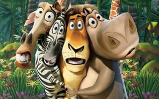 Картинка Madagascar, Zebra, Giraffe, Lion, Gloria, Marty, Melman, Alex, hippo