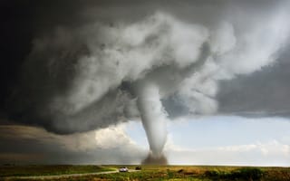 Картинка ураган, дорога, смерч, США, поле, торнадо, 