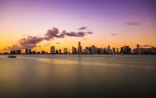 Картинка Майами, закат, вечер, Miami, Флорида, океан, vice city, florida