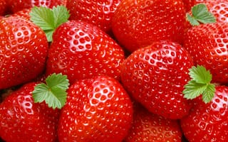 Картинка красный, berries, виктория, листочки, Strawberry, ягоды