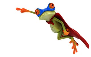Картинка free frog, графика, супермен, костюм, лягушка