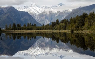 Обои отражение, горы, New Zealand, Новая Зеландия, Mirror - Lake Matheson, озеро