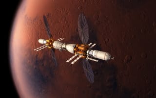 Картинка поверхность, экспериментальный аппарат, Базовый лагерь Марса, Марс, космос