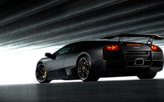 Картинка Lamborghini, мурселаго, ламборджини, black, чёрный, матовый, Murcielago, ламборгини, задняя часть, LP670-4
