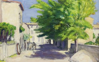 Картинка картина, Элберт Андре, Деревенская Улица в Провансе, дом, пейзаж, Albert Andre