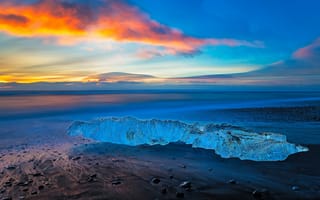 Картинка берег, Исландия, лед, облака