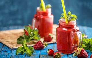 Картинка ягоды, клубника, мята, фреш, сок