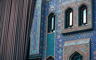 Картинка light, design, wall, peaceful, blue, window, iran, flower, islam