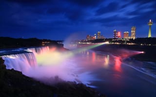 Картинка USA, город, Canada, Онтарио, Канада, ночь, Niagara Falls, Ниагарский водопад, night, Ontario