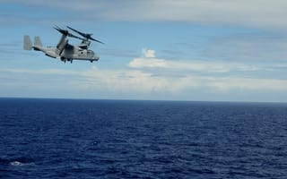 Картинка Bell V-22, транспортный, полет, море, Osprey, конвертоплан