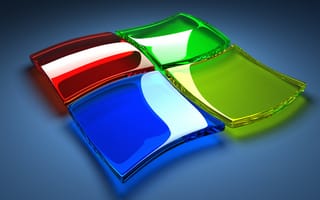 Картинка windows, стекло, объем, операционная система, блик, 3D, эмблема, цвет, логотип, компьютер