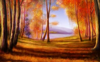 Картинка арт, осень, природа, деревья, лес