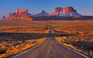 Обои дорога, США, пустыня, горы, канон